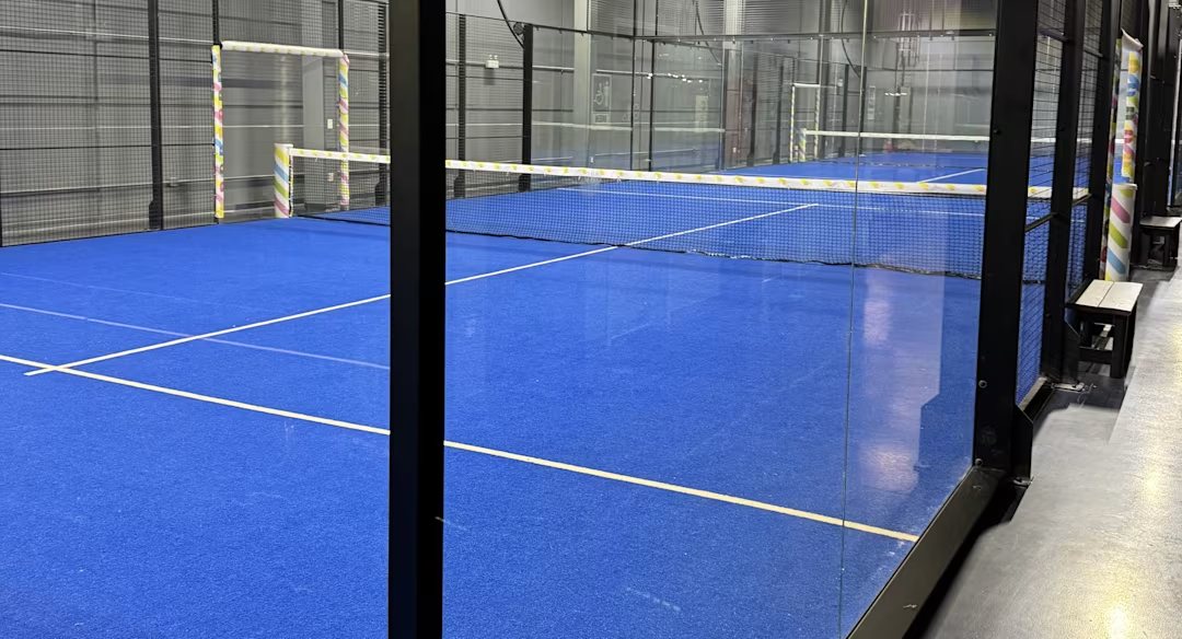 Indoor padel courts at Cube Chicago Padel in Chicago